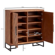 Schuhschrank >WL6.530< in Sheesham / Schwarz - 100x105x40 (BxHxT)