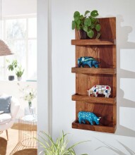 Wandregal >WL6.532< in Sheesham, Massivholz - 30x80x10cm (BxHxT)