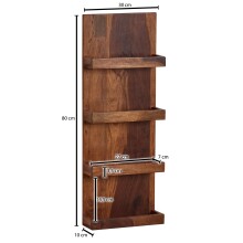 Wandregal >WL6.532< in Sheesham, Massivholz - 30x80x10cm (BxHxT)
