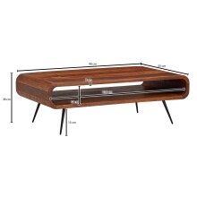 Couchtisch >WL6.534< in Sheesham, Massivholz / Edelstahl - 90x30x55cm (BxHxT)