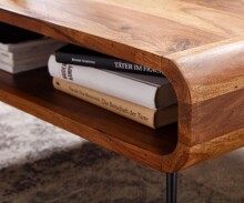 Couchtisch >WL6.534< in Sheesham, Massivholz / Edelstahl - 90x30x55cm (BxHxT)