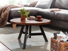 Couchtisch >WL6.536< in Sheesham / schwarz, Massivholz / Edelstahl - 35x60 (HxD)