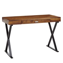 Schreibtisch >WL6.540< in Sheesham / schwarz - 120x78x55 (BxHxT)