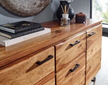 Sideboard >WL6.544< in Sheesham / schwarz - 145x82x45 (BxHxT)