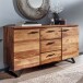 Sideboard >WL6.544< in Sheesham / schwarz - 145x82x45 (BxHxT)