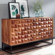 Sideboard >WL6.545< in Sheesham / schwarz -...