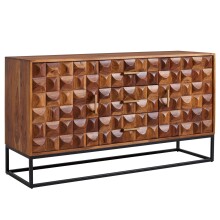 Sideboard >WL6.545< in Sheesham / schwarz - 145x81x45 (BxHxT)