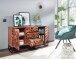 Sideboard >WL6.545< in Sheesham / schwarz - 145x81x45 (BxHxT)