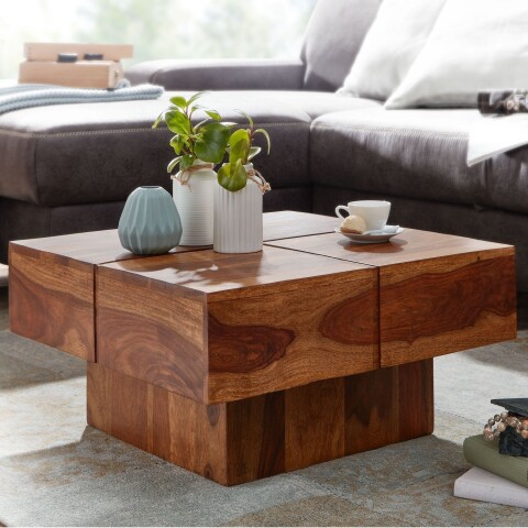 Couchtisch >WL6.549< in Sheesham, Massivholz - 58x30x58cm (BxHxT)