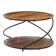 Couchtisch >WL6.551< in Sheesham / schwarz, Massivholz / Edelstahl - 35x58 (HxT)