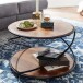 Couchtisch >WL6.551< in Sheesham / schwarz, Massivholz / Edelstahl - 35x58 (HxT)