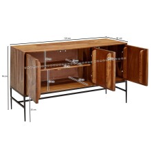 Sideboard >WL6.559< in Sheesham / schwarz - 123x70x45 (BxHxT)
