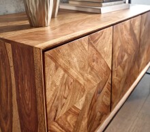 Sideboard >WL6.559< in Sheesham / schwarz - 123x70x45 (BxHxT)