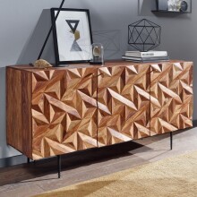 Sideboard >WL6.562< in Sheesham / schwarz - 144x72x47 (BxHxT)