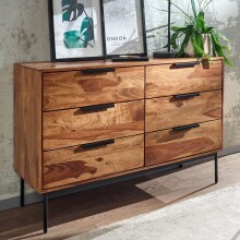 Sideboard >WL6.564< in Sheesham / schwarz - 117x80x42 (BxHxT)