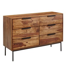 Sideboard >WL6.564< in Sheesham / schwarz - 117x80x42 (BxHxT)