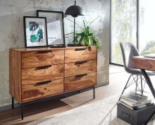 Sideboard >WL6.564< in Sheesham / schwarz - 117x80x42 (BxHxT)