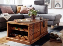 Truhentisch >WL6.565< in Sheesham / schwarz - 100x40x60 (BxHxT)