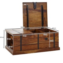 Truhentisch >WL6.565< in Sheesham / schwarz - 100x40x60 (BxHxT)