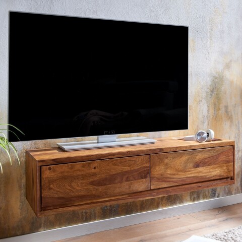 Lowboard >WL6.568< hängend in Sheesham, Massivholz - 108x25x34cm (BxHxT)