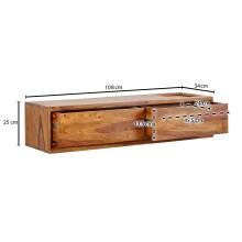 Lowboard >WL6.568< hängend in Sheesham, Massivholz - 108x25x34cm (BxHxT)