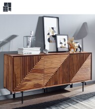 Sideboard >WL6.561< in Sheesham / schwarz -...