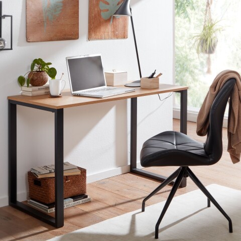 Schreibtisch >WL6.569< in Eiche Dekor, Holzwerkstoff - 120x76x60cm (BxHxT)