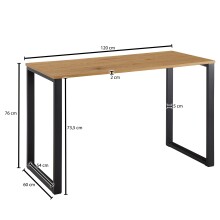 Schreibtisch >WL6.569< in Eiche Dekor, Holzwerkstoff - 120x76x60cm (BxHxT)