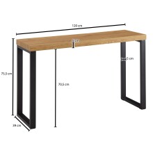 Konsolentisch >WL6.570< in Eiche Dekor, Holzwerkstoff - 120x76x39cm (BxHxT)