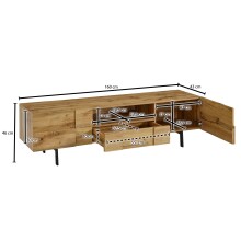 Lowboard >WL6.581< in Eiche Dekor, Holzwerkstoff - 160x45x43cm (BxHxT)