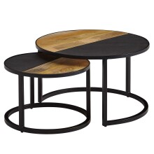 Satztisch >WL6.582< (2-teilig) in Mango / Schiefer-Dekor - 36x60 (HxD)