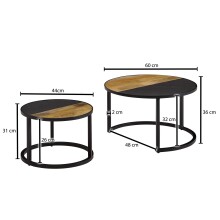 Satztisch >WL6.582< (2-teilig) in Mango / Schiefer-Dekor - 36x60 (HxD)