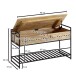 Schuhbank >WL6.586< in Mango / schwarz, Massivholz & Metall - 90x52x38cm (BxHxT)