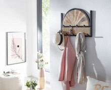 Wandgarderobe >WL6.590< in Mango, Massivholz / Metall - 53x40x8cm (BxHxT)