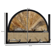 Wandgarderobe >WL6.590< in Mango, Massivholz / Metall - 53x40x8cm (BxHxT)