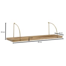 Wandboard >WL6.595< in Mango / gold, Massivholz / Metall - 60x25x22cm (BxHxT)