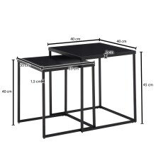 Satztisch >WL6.602< (2-teilig) in Schwarz, Metall - 40x45x40cm (BxHxT)