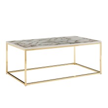 Couchtisch >WL6.606< in Marmor Optik Weiß / gold - 100x40x60 (BxHxT)