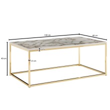 Couchtisch >WL6.606< in Marmor Optik Weiß / gold - 100x40x60 (BxHxT)