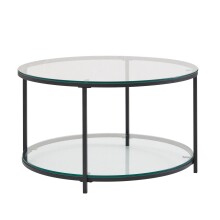 Couchtisch >WL6.610< in schwarz, Metall / Glas - 45x80cm (HxT)