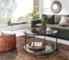 Couchtisch >WL6.610< in schwarz, Metall / Glas - 45x80cm (HxT)