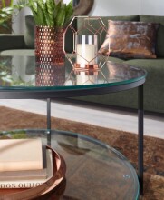 Couchtisch >WL6.610< in schwarz, Metall / Glas - 45x80cm (HxT)