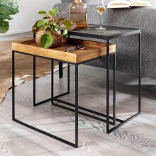 Satztisch >WL6.636< (2-teilig) in Mango / schwarz -...