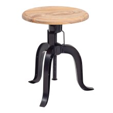 Drehhocker >WL6.658< in Akazie / schwarz, Massivholz & Metall - 48x39cm (HxT)