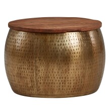 Couchtisch >WL6.705< in Mango / gold, Massivholz & Metall - 40x60cm (HxD)