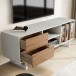 Lowboard >WL6.812< in Weiß / Eiche Dekor, Holzwerkstoff - 150x55x40cm (BxHxT)