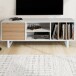 Lowboard >WL6.812< in Weiß / Eiche Dekor, Holzwerkstoff - 150x55x40cm (BxHxT)