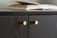 Sideboard >WL6.826< in Eiche Schwarz, Holzwerkstoff - 140x75x40cm (BxHxT)