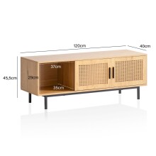 Lowboard >WL6.832< in Eiche Dekor / Wiener Geflecht - 120x46x40 (BxHxT)