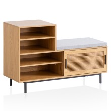 Schuhschrank >WL6.833< in Eiche Dekor / Wiener Geflecht - 120x76x40 (BxHxT)